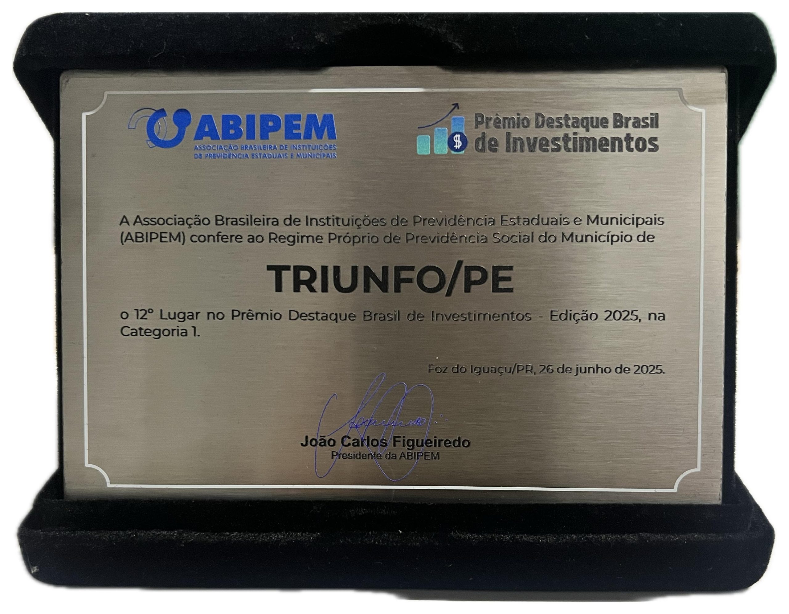 16º lugar no Prêmio Destaque Brasil de Governança Previdenciária - edição 2025, do Grupo 2: Categoria 2